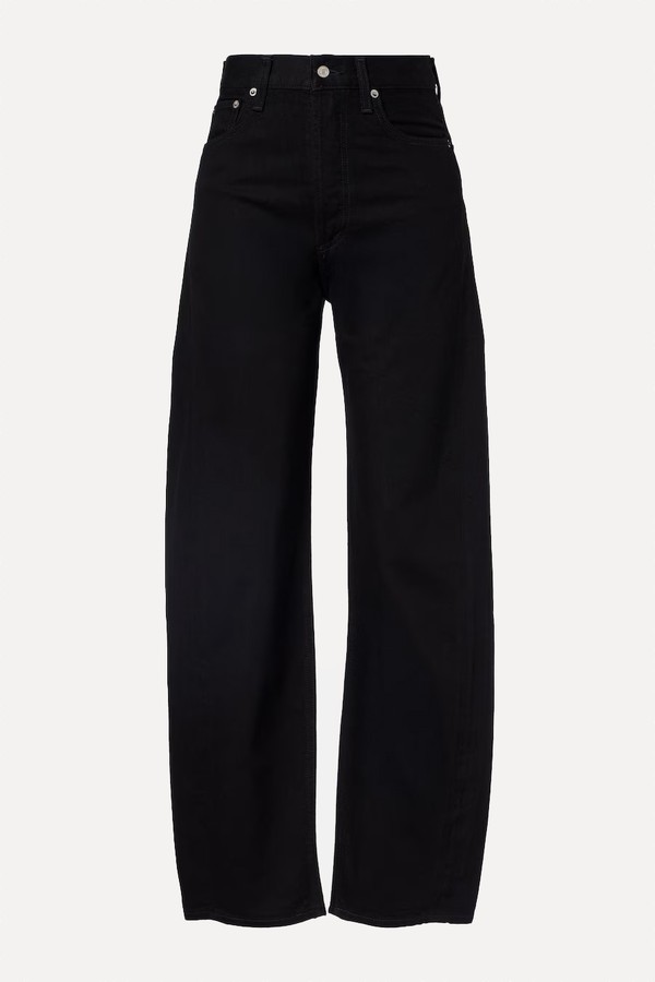 Luna Pieced Mid-Rise Barrel-Leg Jeans from Agolde