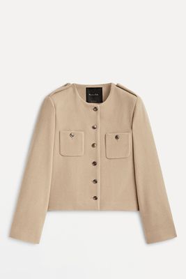 Wool Blend Cropped Jacket With Buttons from Massimo Dutti