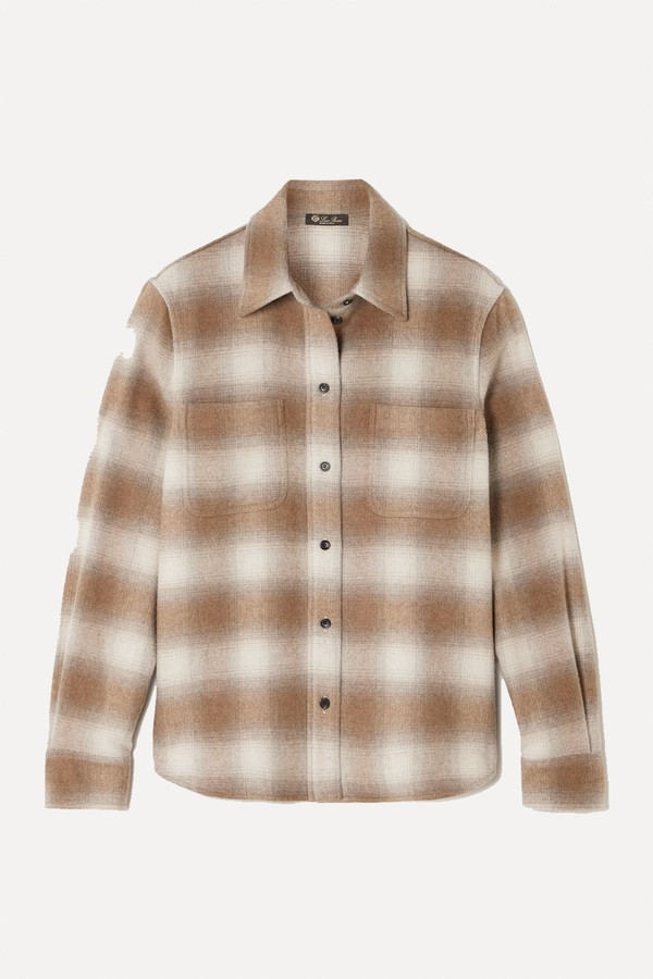 Checked Wool & Cashmere-Blend Flannel Shirt from Loro Piana