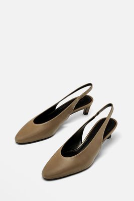 Round Toe Slingback Heeled Shoes from Massimo Dutti