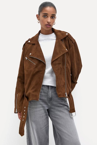 100% Suede Leather Biker Jacket from Pull & Bear