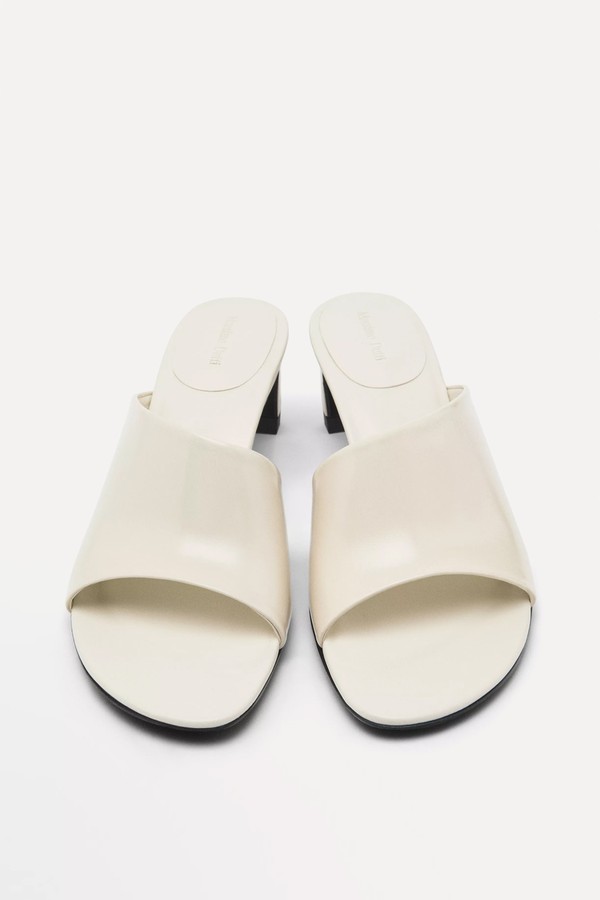 Leather High-Heel Slider Shoes