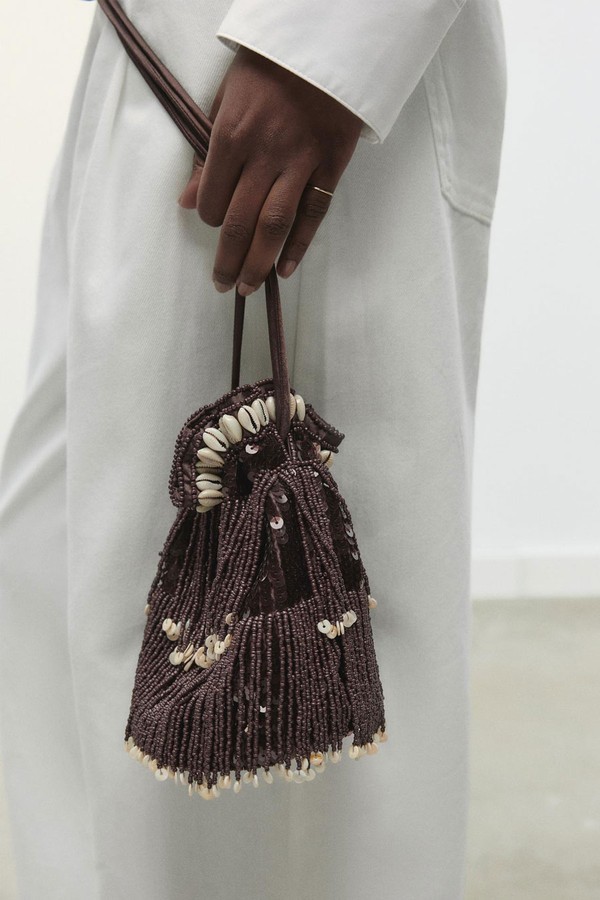 Glittery Mini Bucket Bag With Shells