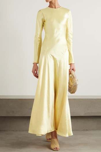 Yara Paneled Hammered-Satin Gown from Abadia