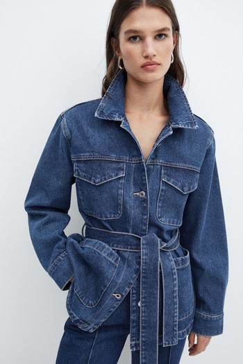 Denim Jacket With Belt from Mango