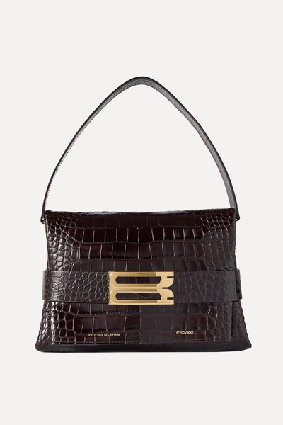 B Buckle Croc-Effect Leather Shoulder Bag from Victoria Beckham