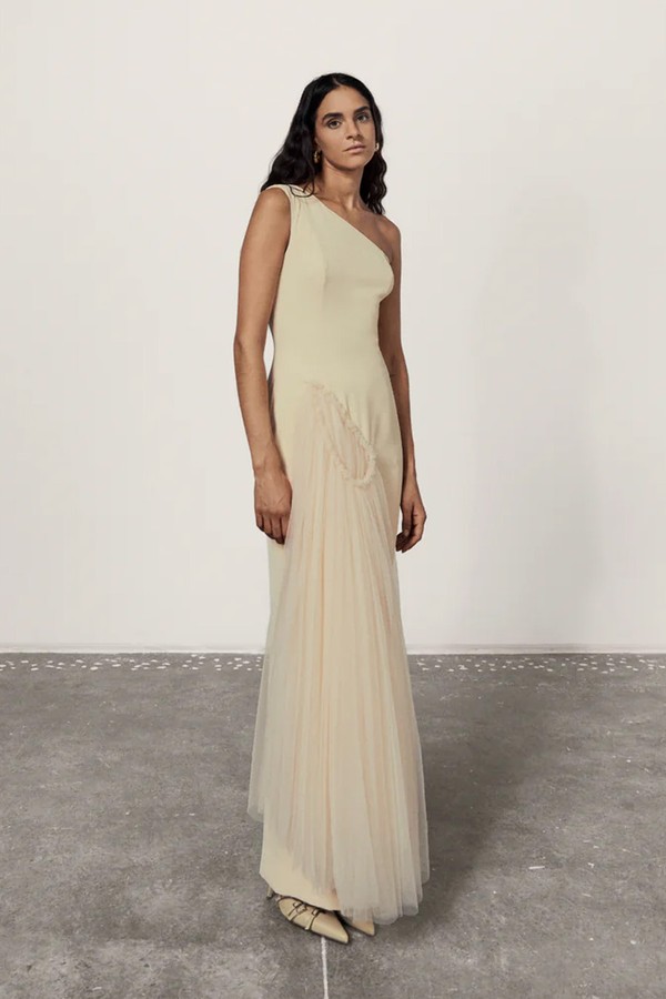 Asymmetrical Crepe Gown