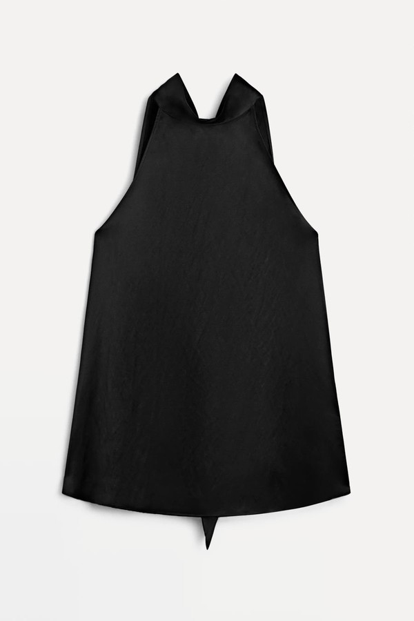 Satin Halter Top With Tie Detail from Massimo Dutti