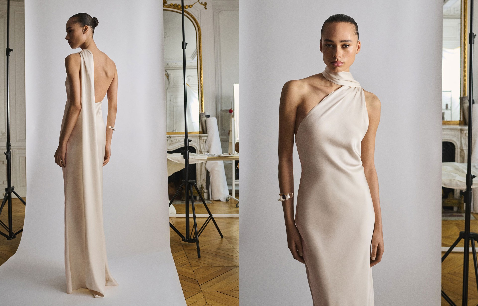 Asymmetrical Bow-Neck Dress from Mango