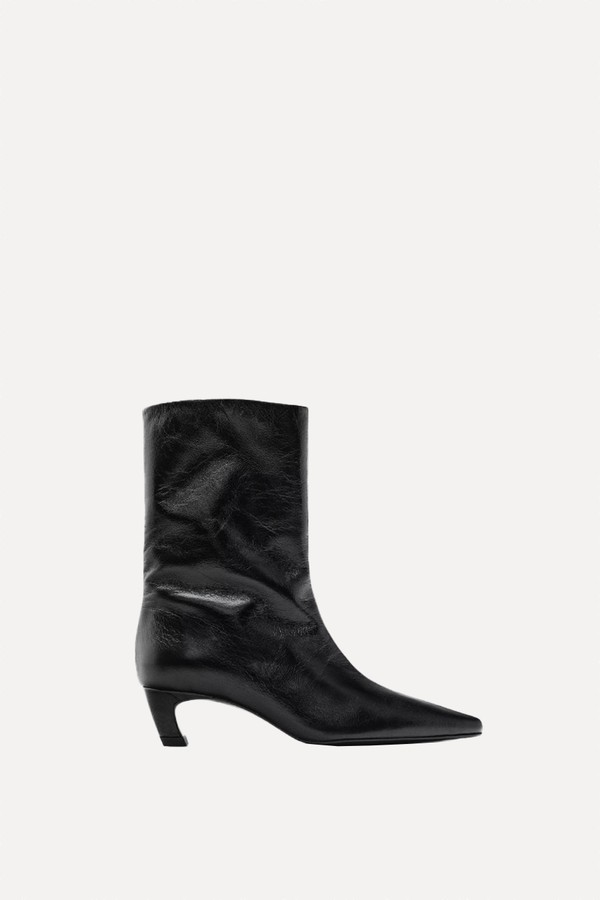 Leather High Heel Ankle Boots from Massimo Dutti