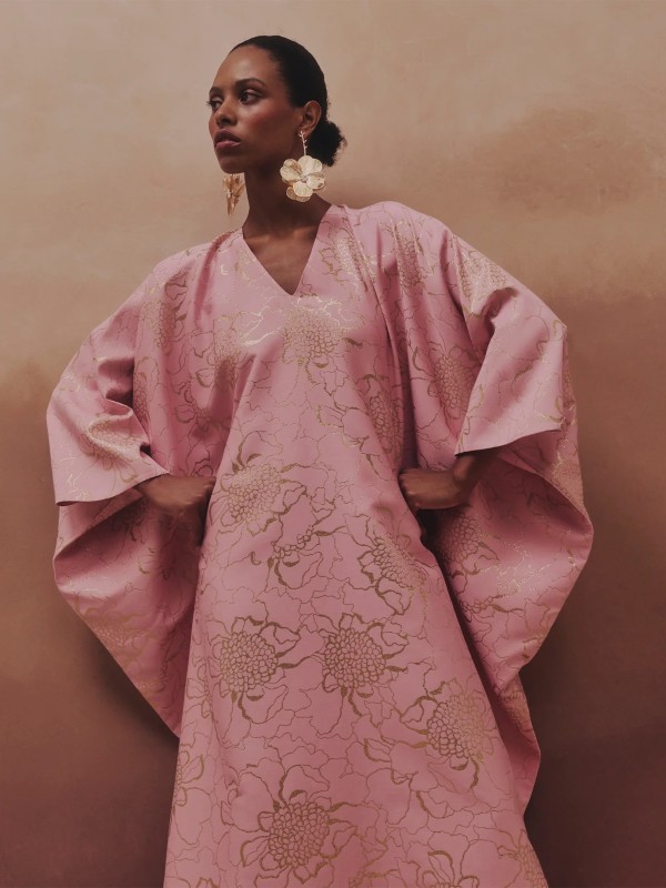 Floral Print V Neck Kaftan