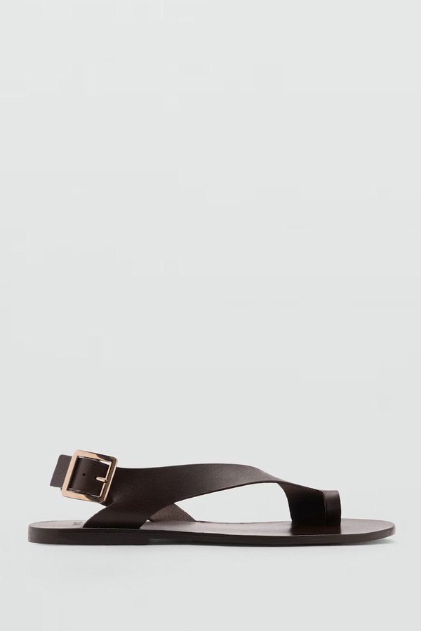 Leather Sandals With Cross Strap from Mango