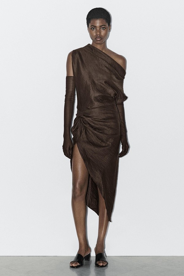 Draped Neck Top With Gathered Detail from Masssimo Dutti