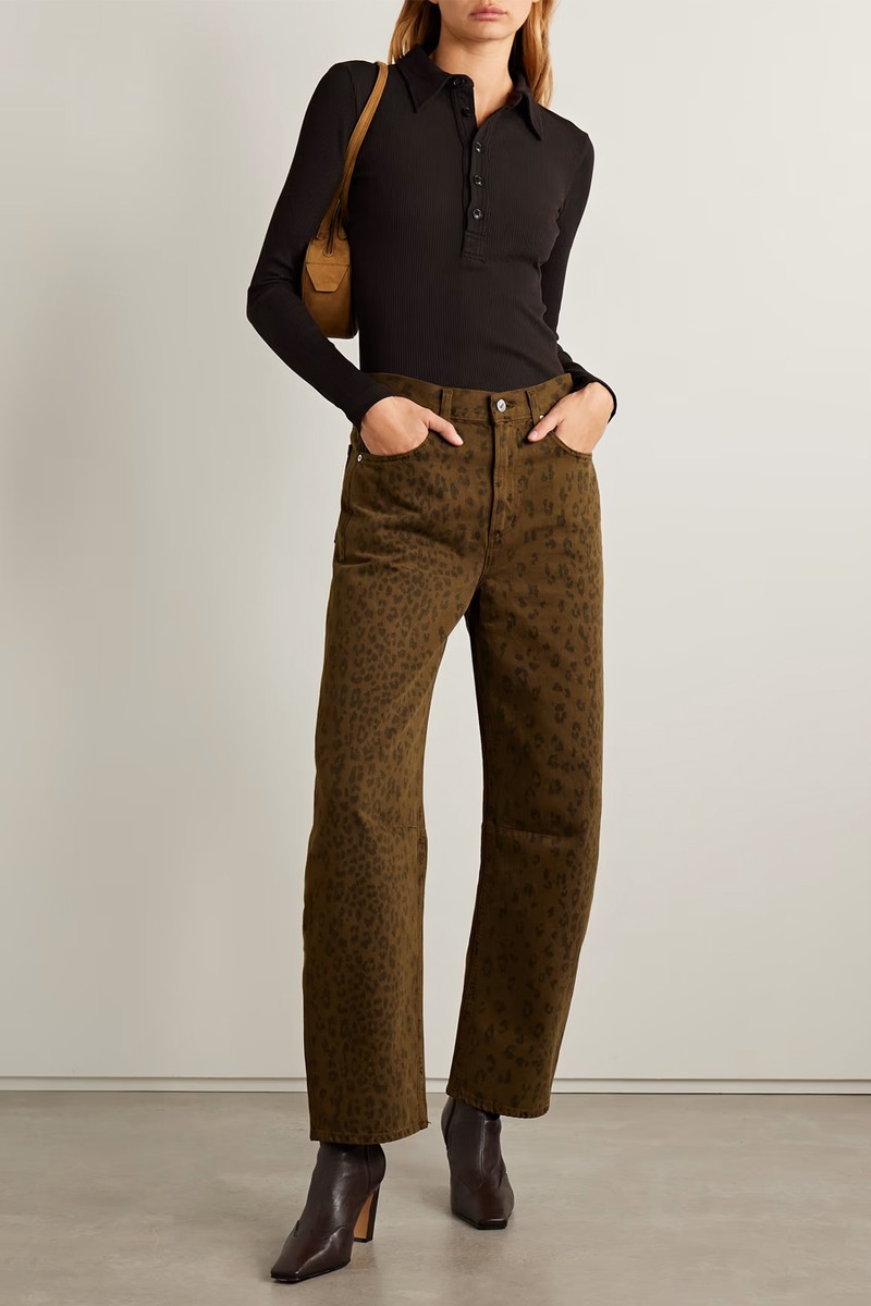 Miro Long Leopard-Print Mid-Rise Barrel-Leg Jeans from Citizens of Humanity