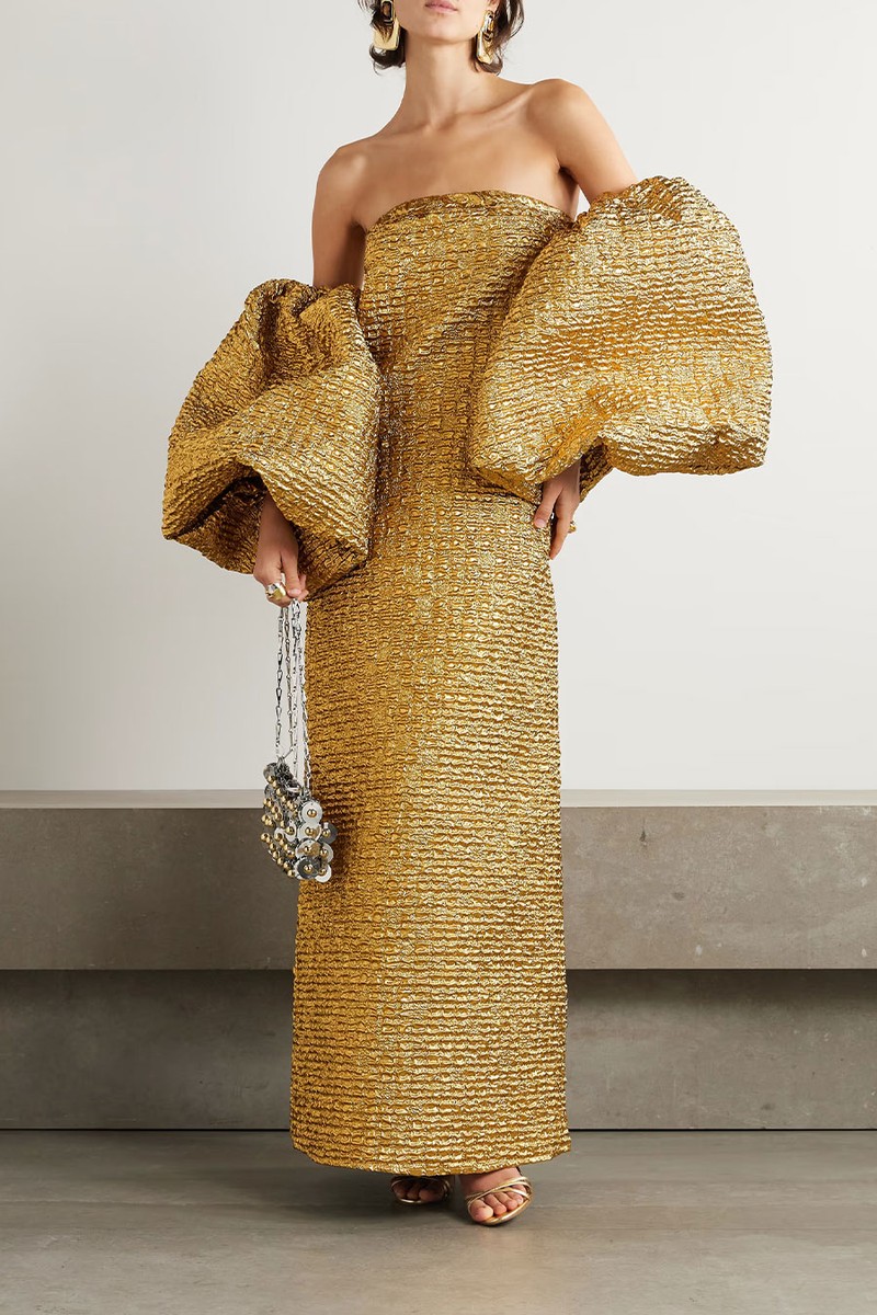 Off-The-Shoulder Metallic-Cloqué Gown from Dima Ayad