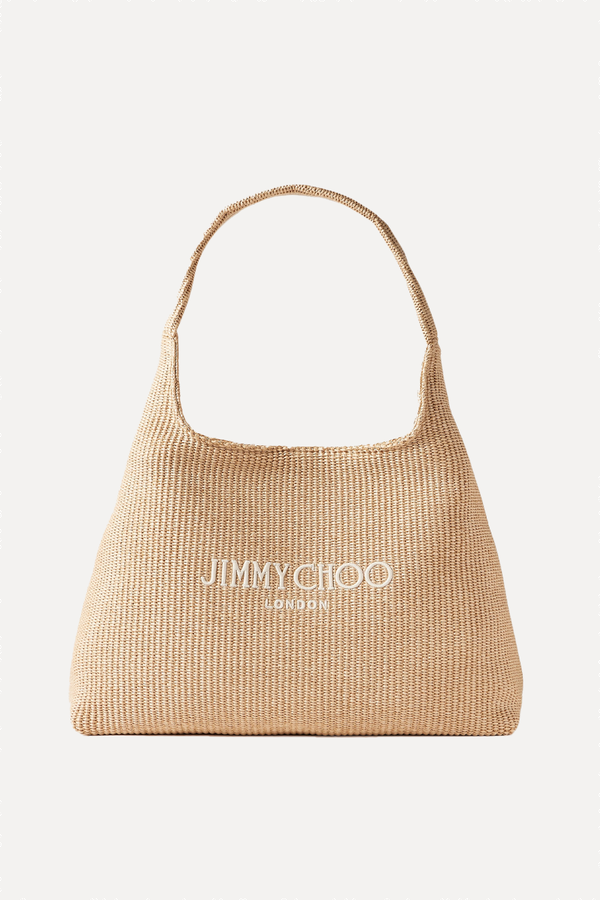 Embroidered Raffia Tote from Jimmy Choo