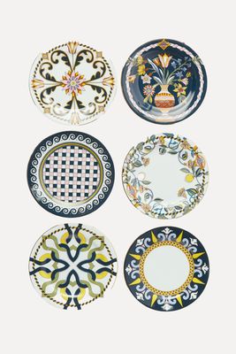 Set Of Six Vesuvio Porcelain Dessert Plates from La Double J