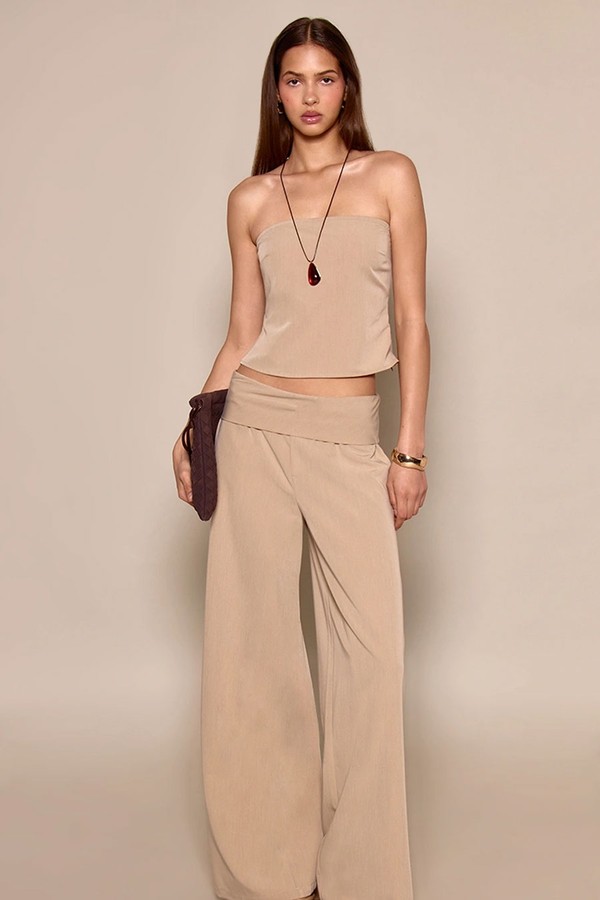 Woven Fold Over Trousers from Pretty Little Things