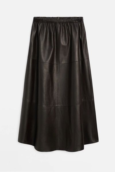 Nappa Leather Midi Skirt