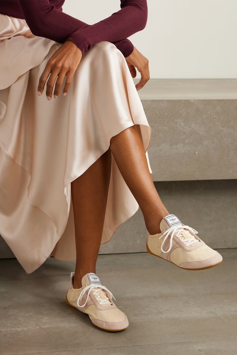 Kick Suede-Trimmed Shell Sneakers from Chloé