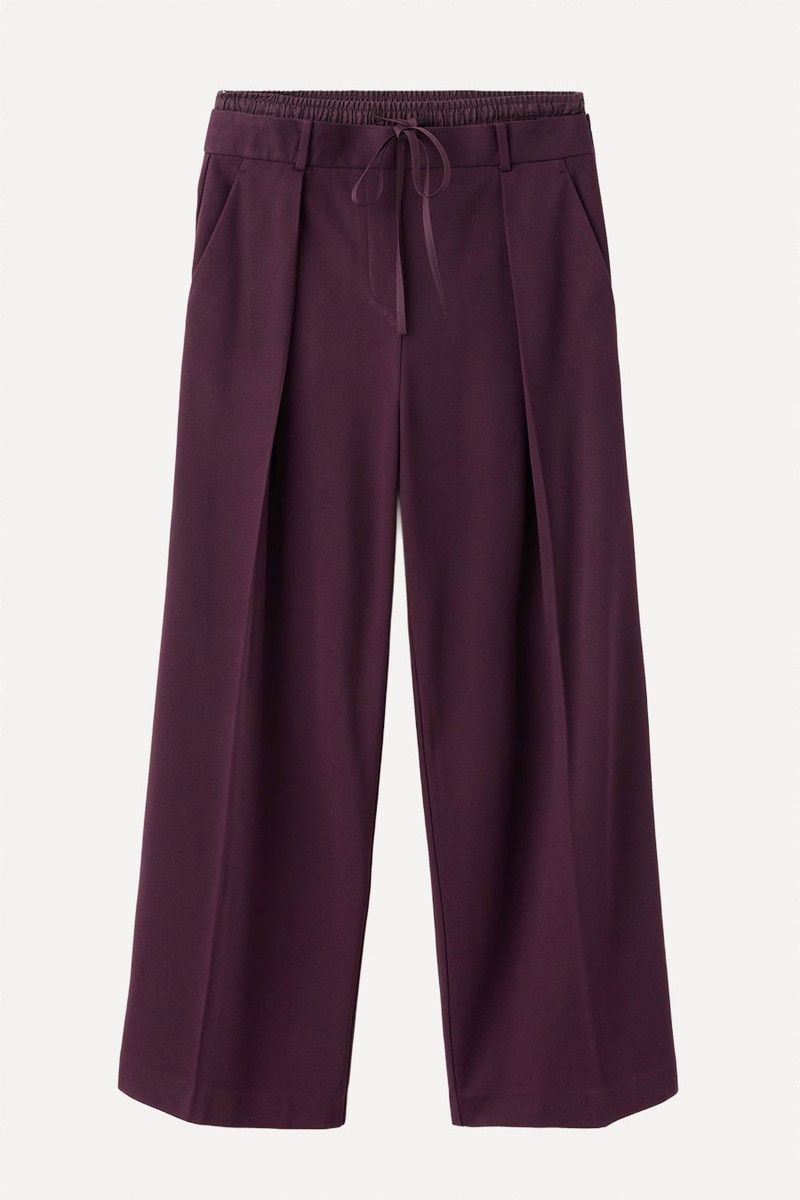 Pleated Trousers With Combined Waistband
