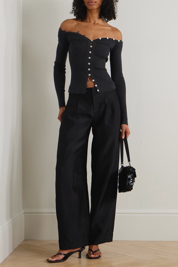 Pierre Twill Wide-Leg Pants from STAUD