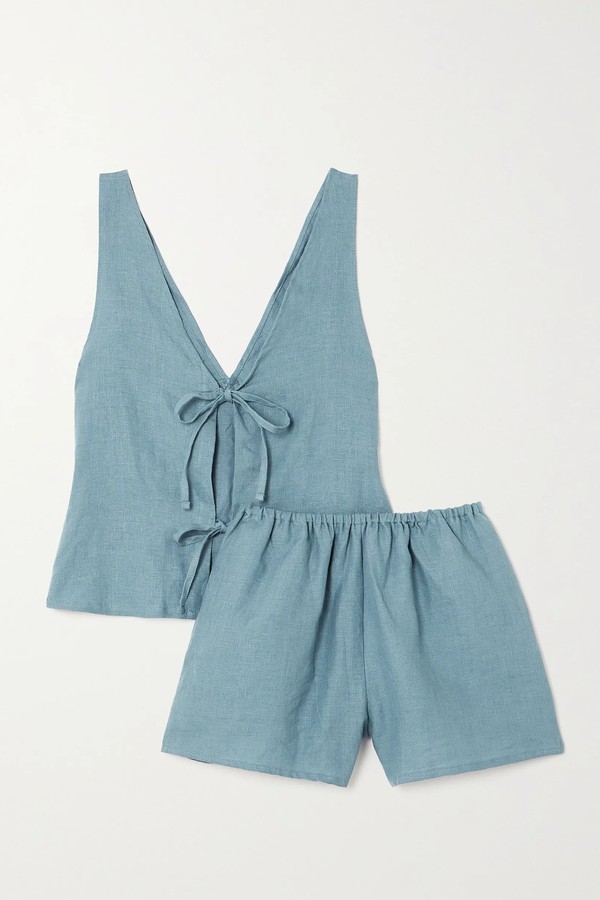 Two Tie Linen Tank & Shorts Set from Deiji Studios