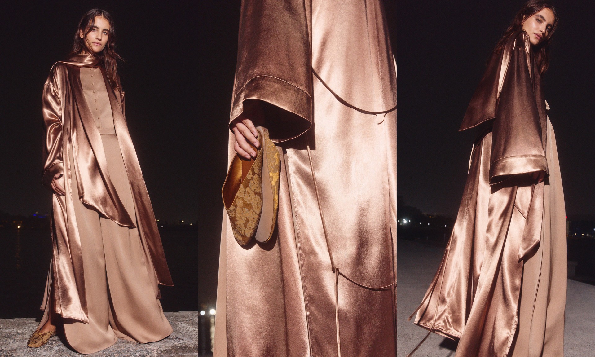 Scarf-Detail Satin Kimono, AED 799 | Limé