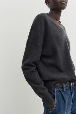 100% Cashmere V-Neck Sweater from Massimo Dutti