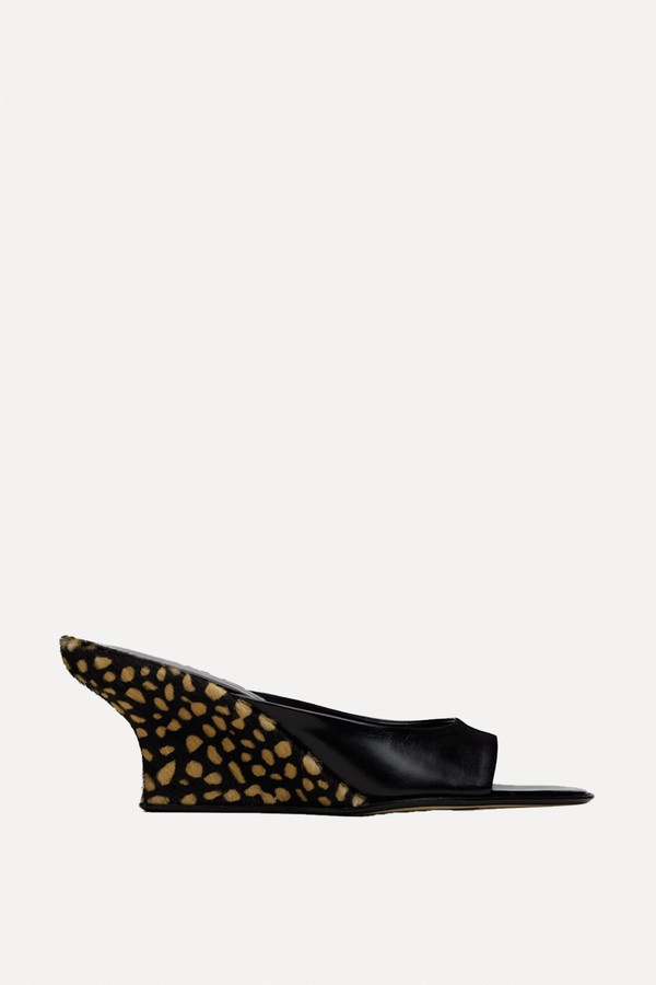 Caroo Cheetah Pony Hair Mules from By Far
