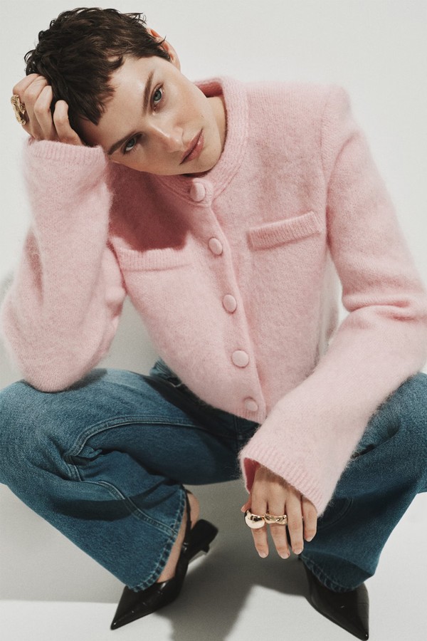 Mohair-Blend Shoulder-Pad Cardigan from H&M