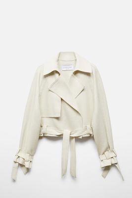 100% Linen Cropped Trench Coat from Victoria Beckham X Mango