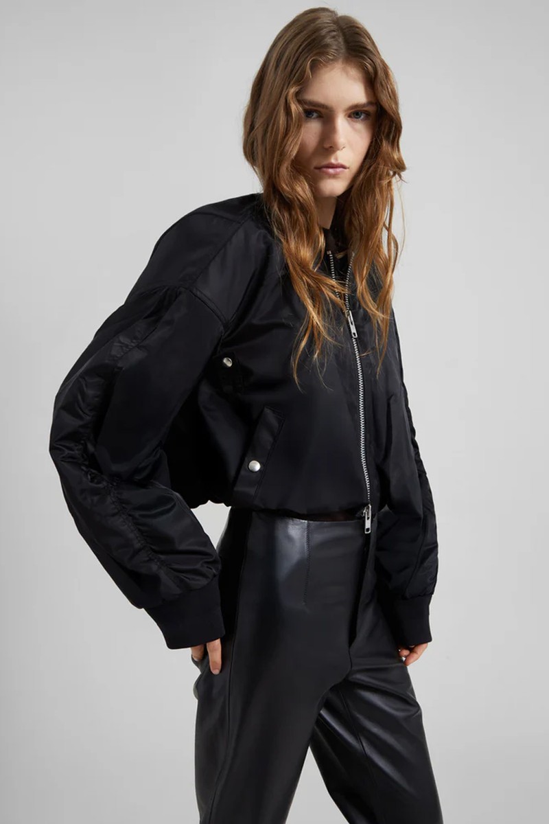 Skagen Cropped Trapeze Bomber Jacket