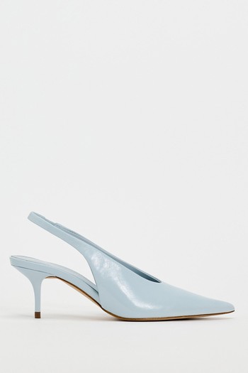 Leather Kitten Heel Slingback Shoes from Zara