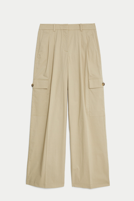 Cotton Rich Cargo High Waisted Trousers from Marks & Spencer