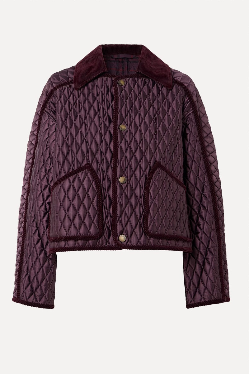 Cotton Corduroy-Trimmed Quilted Shell Jacket from Burberry 
