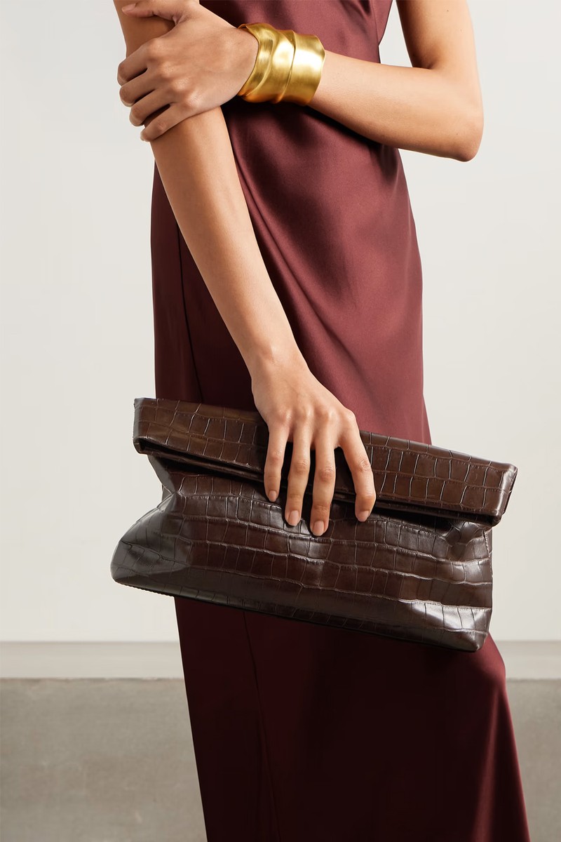 Jerry Croc-Effect Leather Clutch from Nili Lotan