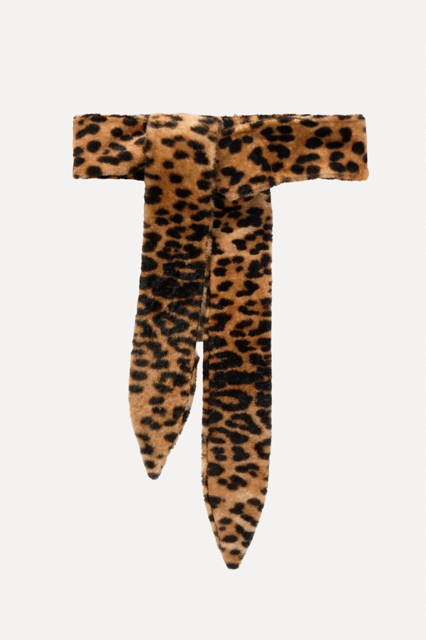 Sash Leopard-Print Shearling Belt from Nour Hammour