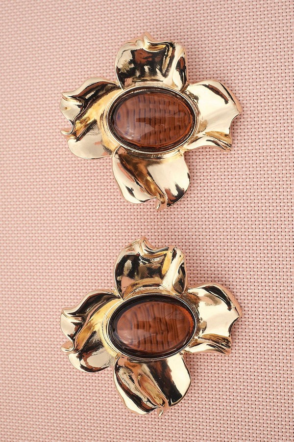 Big Flower Stone Earrings