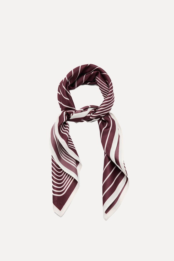 Satin Check Print Scarf from Mango