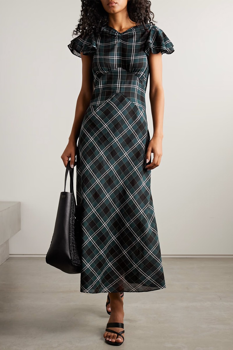 Seraphine Checked Cotton-Twill Midi Dress from DÔEN