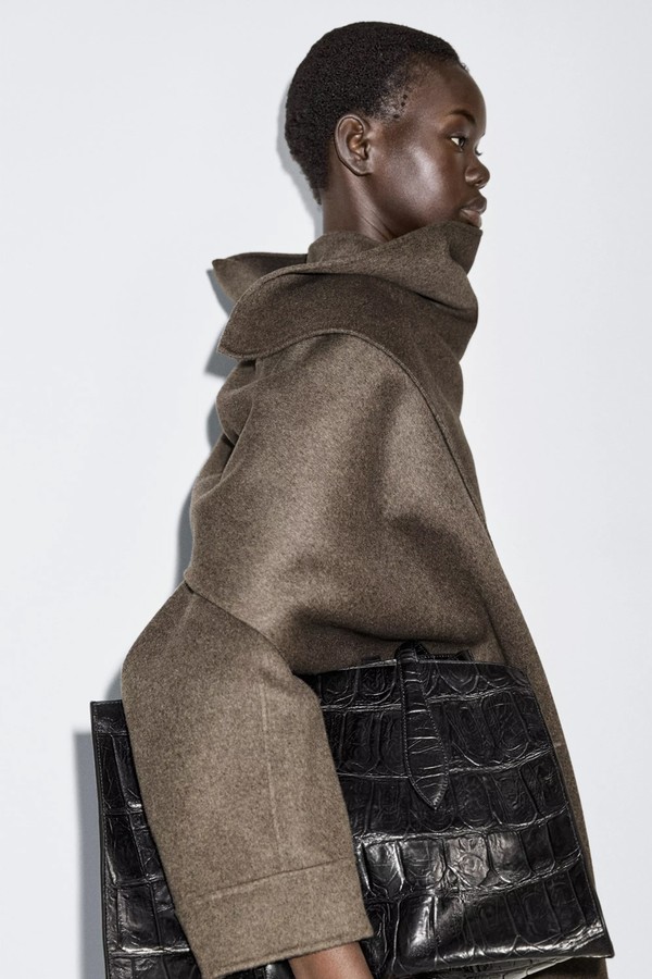 Wool Blend Bomber Jacket With Scarf