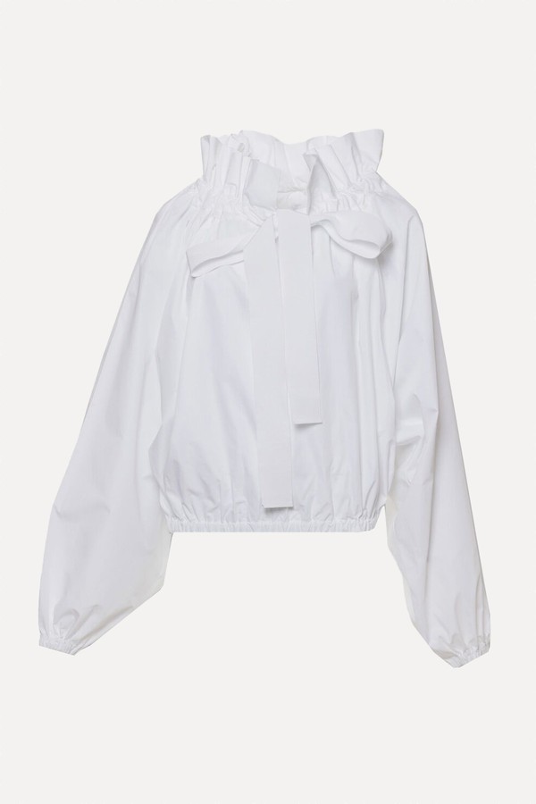 Long-Sleeve Oversized Ribbon Ruffled Blouse from Patou