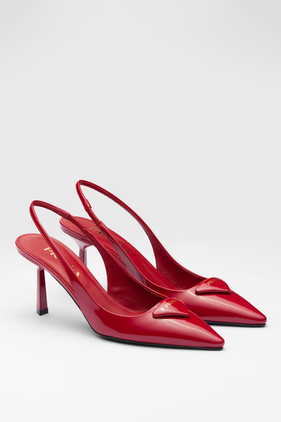 Triangle-Logo 75mm Slingback Pumps from Prada