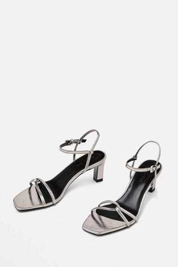 Metallic Heel Strappy Sandals 