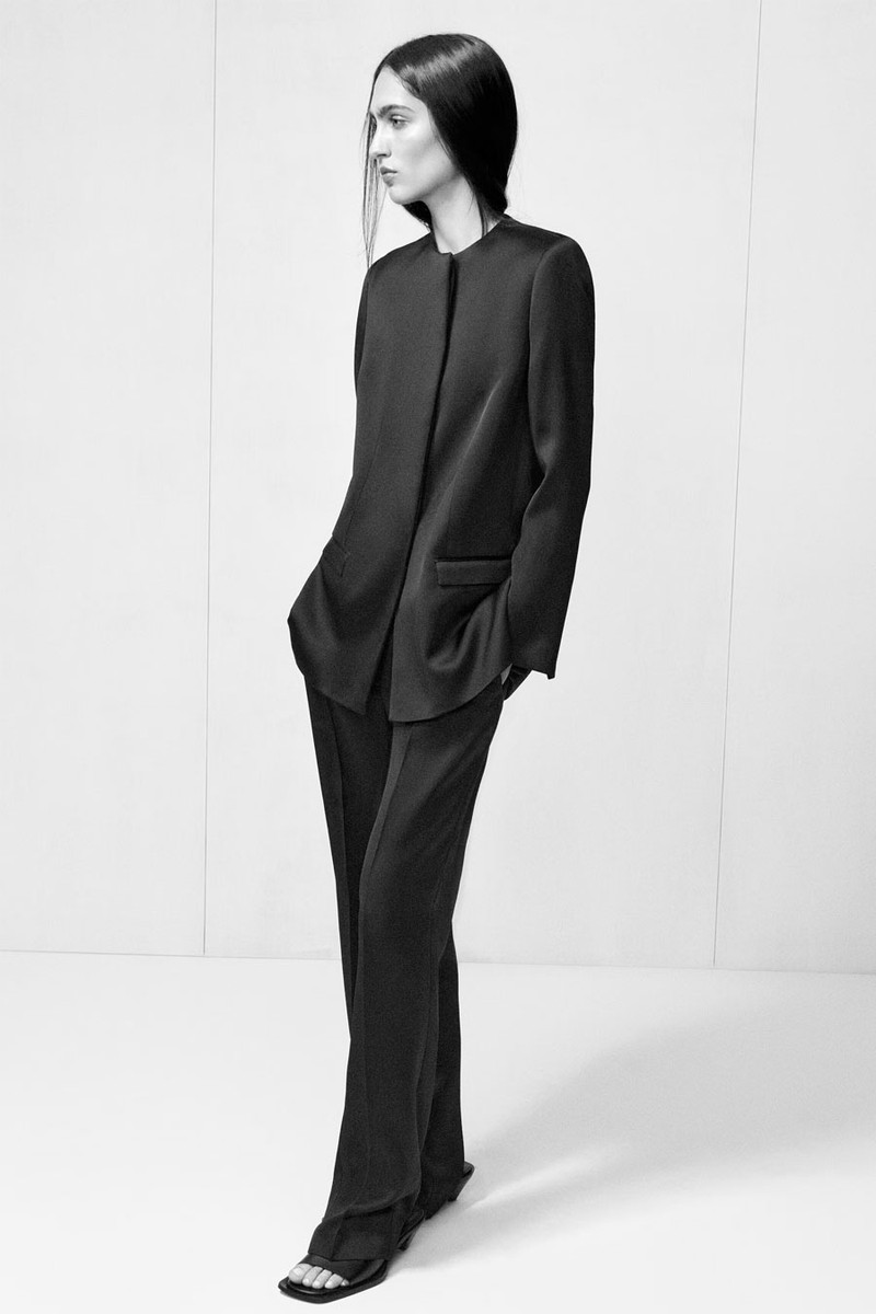 Tailored Satin Straight-Leg Trousers
