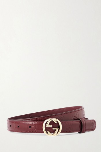 Interlocking G Logo-Debossed Leather Belt from Gucci