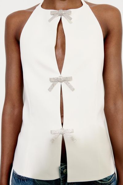 Halter Top With Rhinestone Bows from Zara