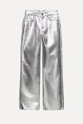 Straight-Cut High-Waist Metallic Jeans from Zara