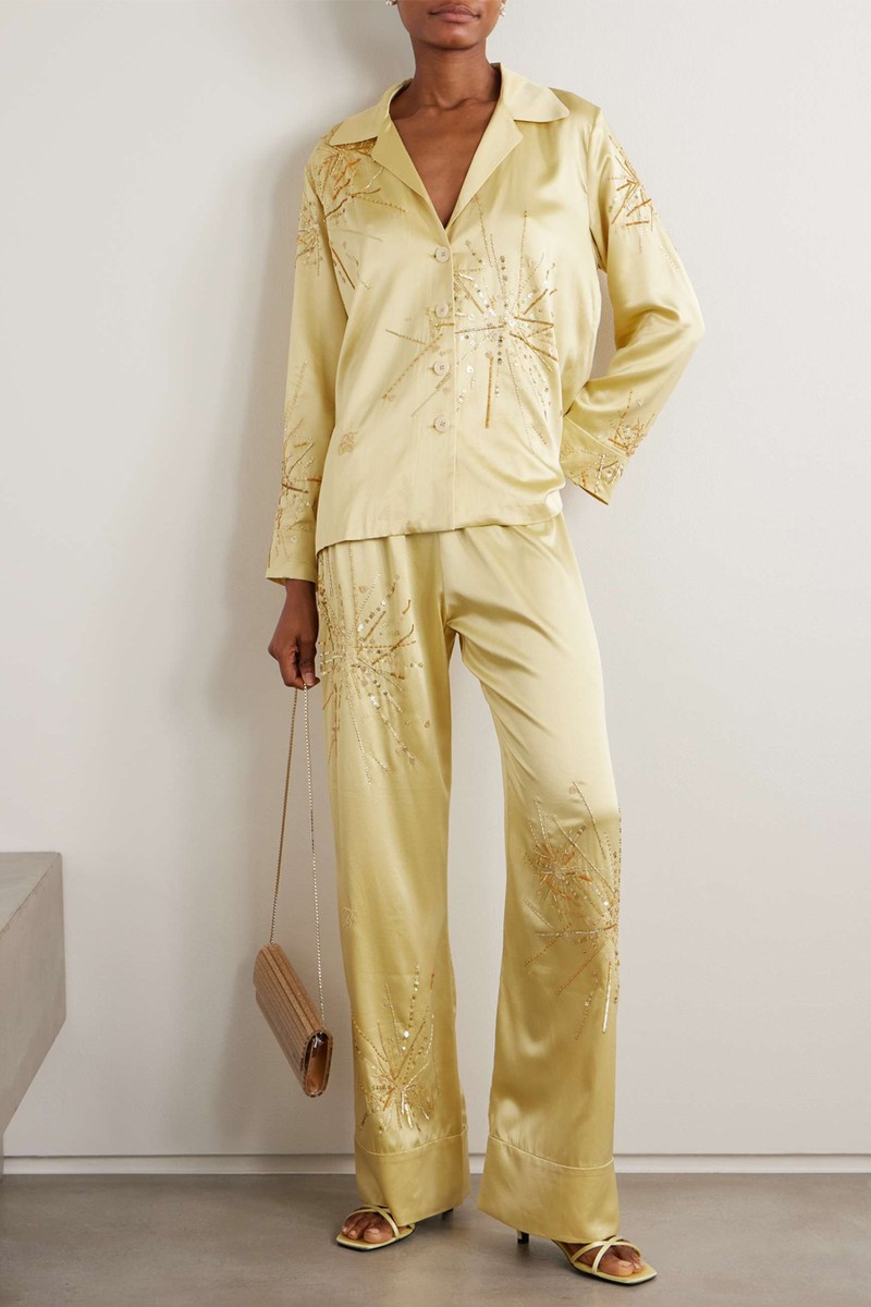 Louis Embellished Silk-Blend Satin Shirt from BERNADETTE